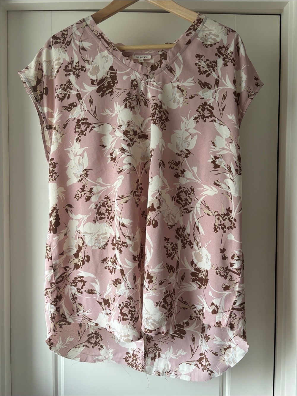 Joie Dusty Pink Floral Cap-Sleeve Blouse